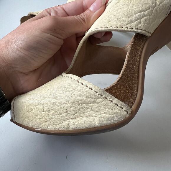 Pedro Garcia Cream Leather Cut Out Peep Toe Slingback Heels Size 38.5 - Picture 6 of 12